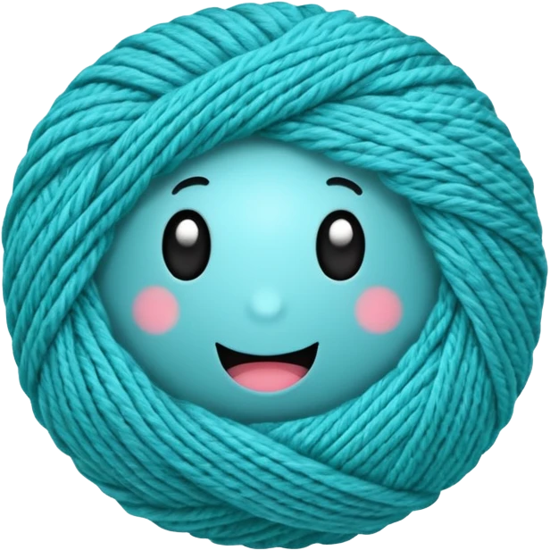 emoji de novelo de crochê na cor ciano emoji
