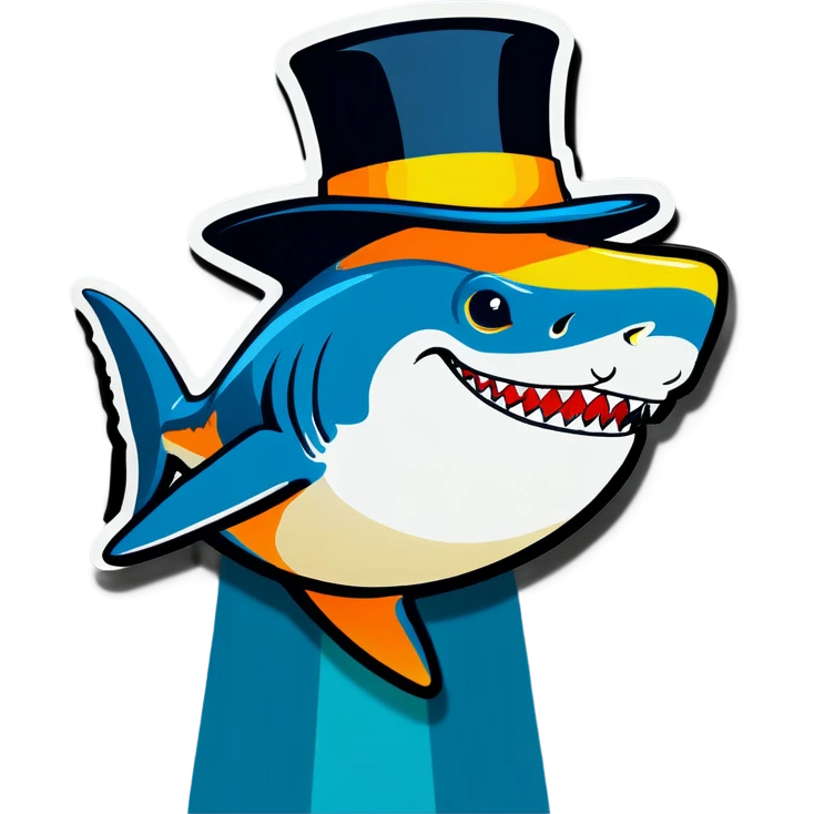 Shark with a top hat emoji