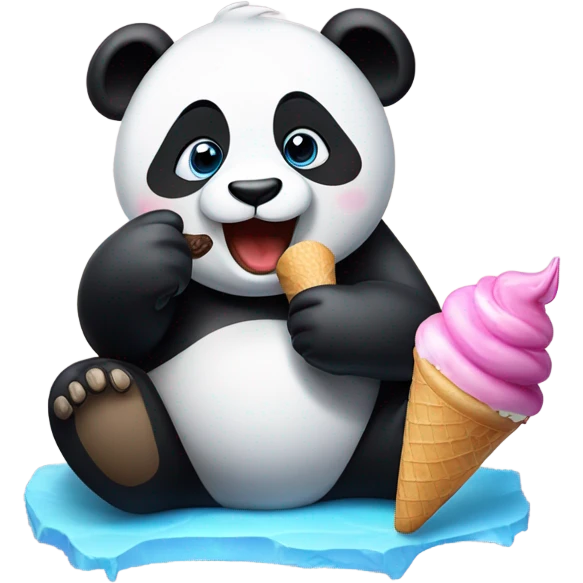Panda eating ice cream emoji