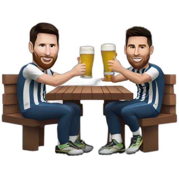 lionel messi and ronaldo drink a beer emoji