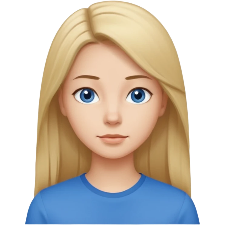 young woman with straight hair with a blue shirt emoji