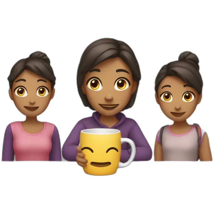 2 girls and a mug emoji