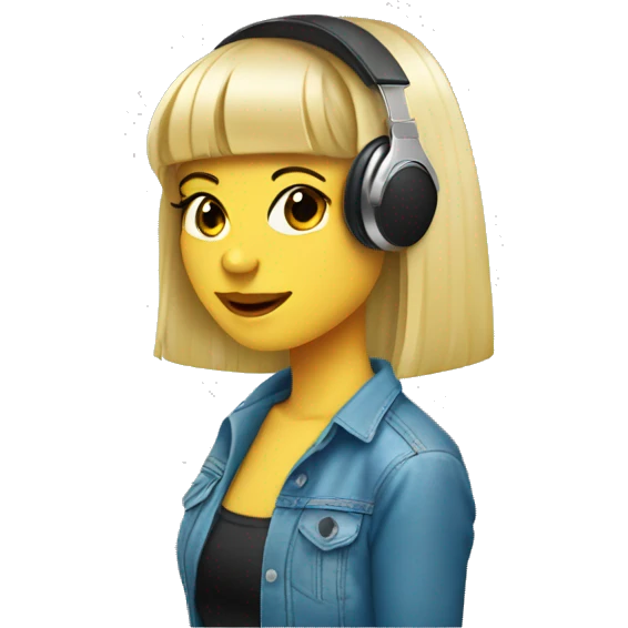 blonde dj girl straight hair with headphones and bangs emoji emoji