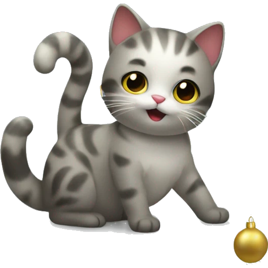 Cat playing with Christmas tree  emoji