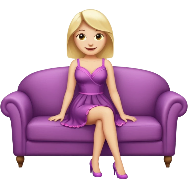 buxom blonde woman full body on a couch, SFW, emoji style emoji
