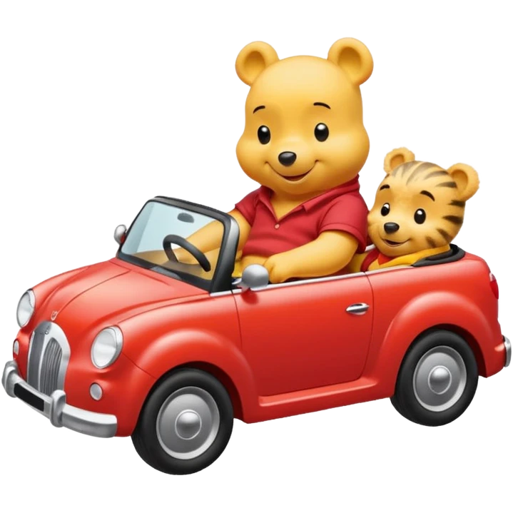 Winne the Pooh riding a car emoji