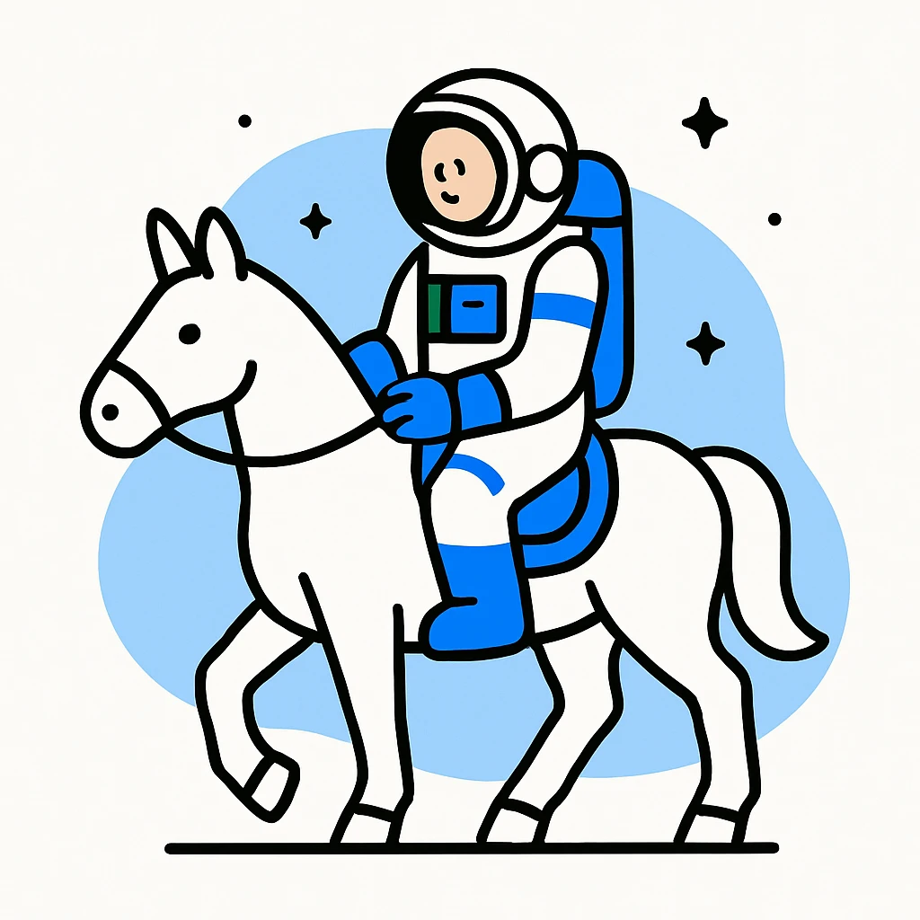 astronaut on horseback with stars in background emoji