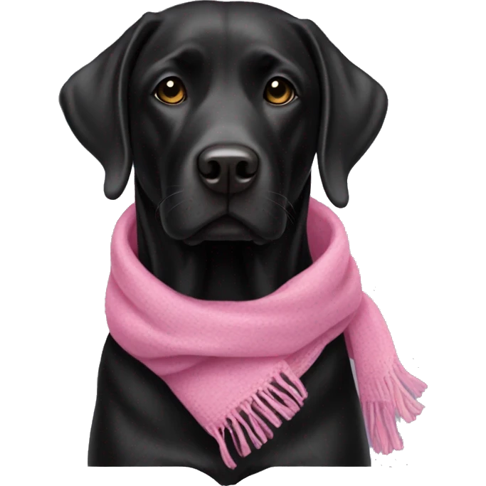 Black lab wearing a pink scarf emoji