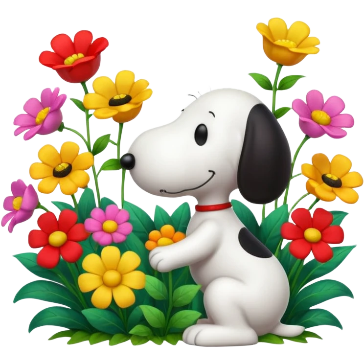 snoopy kissing flowers emoji