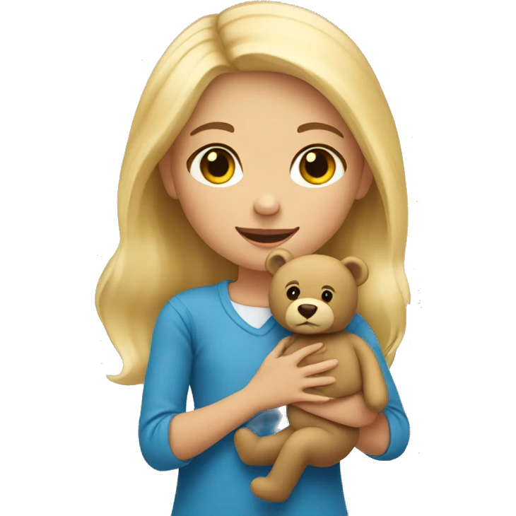 Little Blonde girl holding a teddy bear emoji