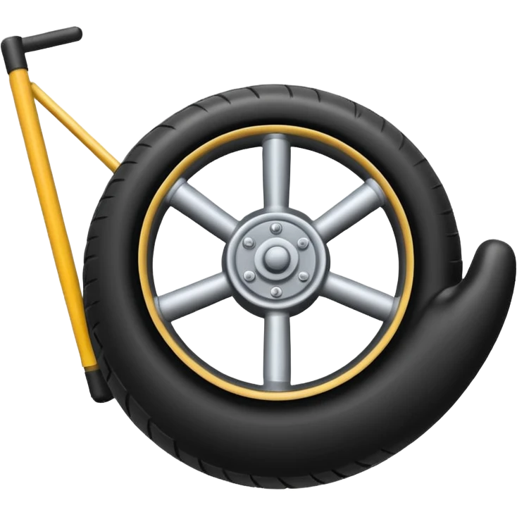 he aircraft's landing gear is one inflated, plump wheel with a strut, black in color, cartoon-style emoji