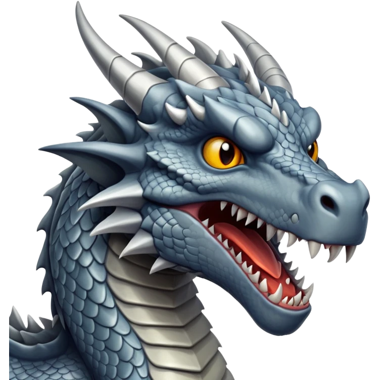 grey dragon with fierce expression emoji