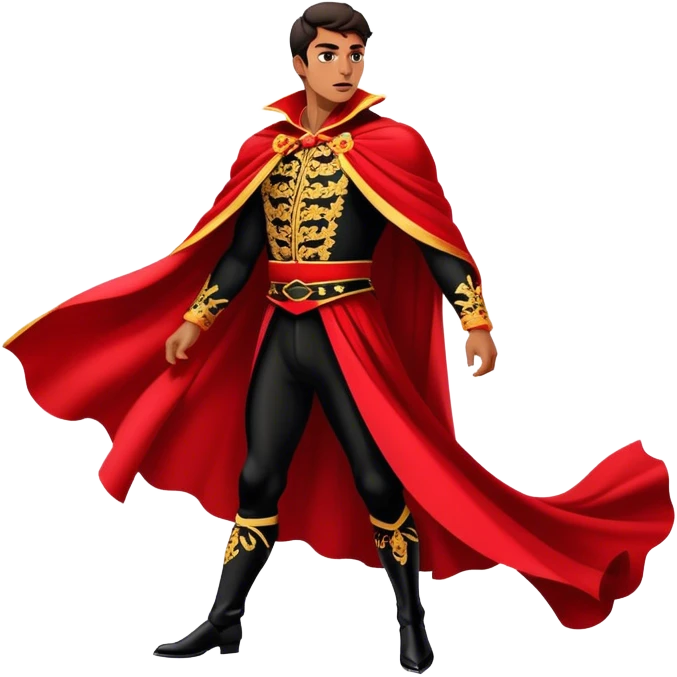 ​Cinematic Spanish Matador Holding a Red Cape, rendered with dynamic motion blur and vivid, high-contrast lighting, emoji