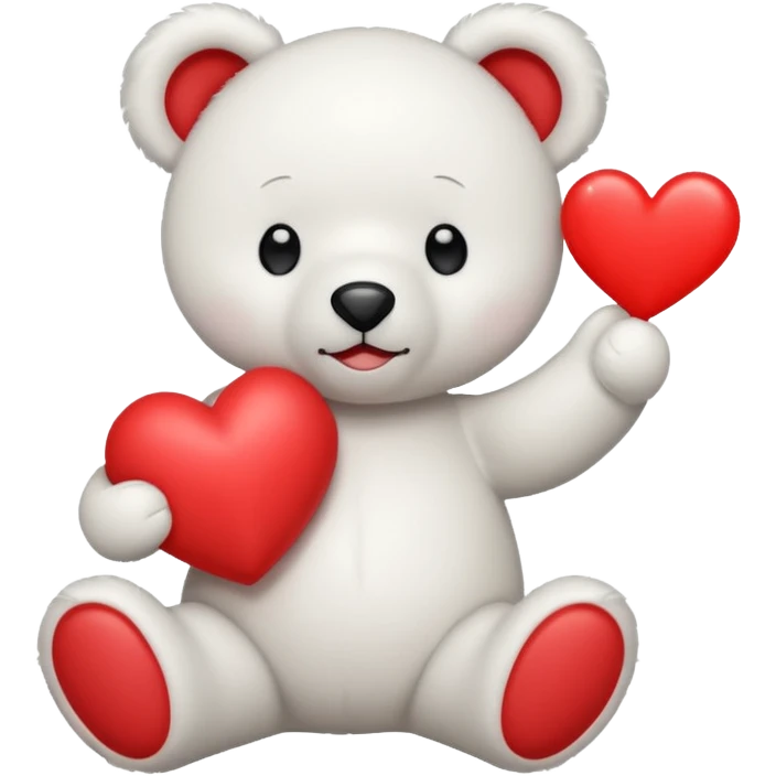 white teddy bear hold red heart emoji