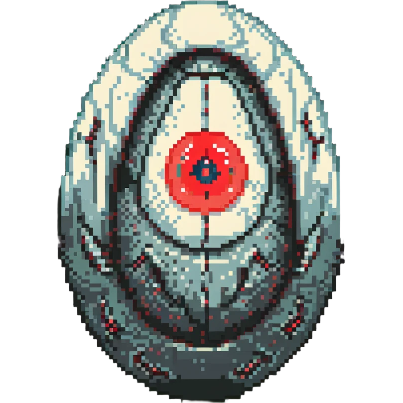a strange large transparent alien egg, floating inside with a visible creature inside, embryonic, fetal shape creature, 3 glowing red eyes, illuminated from above emoji
