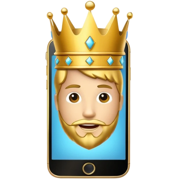 gold premium smart phone, king crown emoji