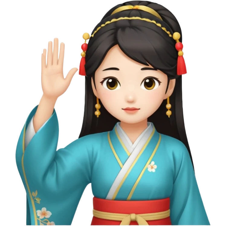 cute and sexy chinese girl in hanfu, paying respect by "salute" gesture, using right hand next to forehead emoji