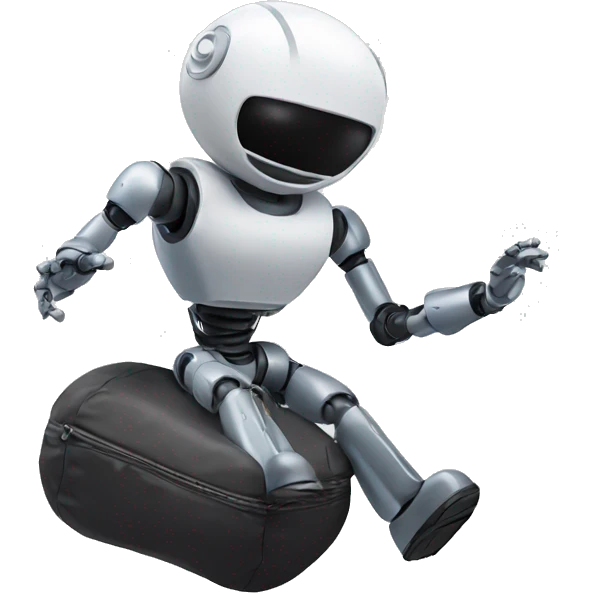 a robot crashing into an airbag emoji