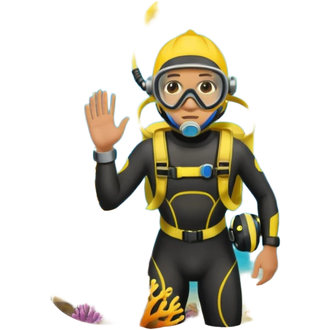 Diver + yellow fins,Coral Diver. emoji