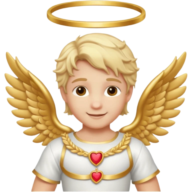 Cupid, God of Love from Gods and Goddesses with golden blonde hair, white and gold outfit emoji