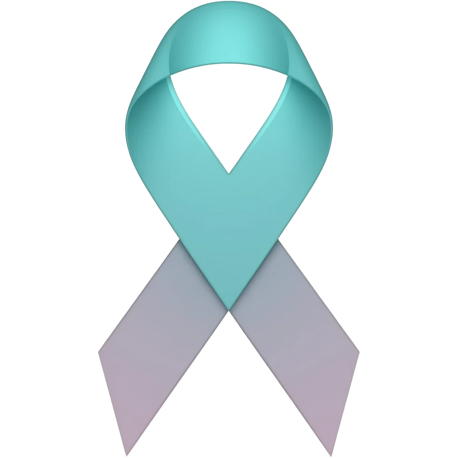 BRCA previvor RIBBON. (It’s light pink on the left, light turquoise on the right. No I mean the left ribbon that goes under is pink. The right ribbon that overlaps is the other emoji
