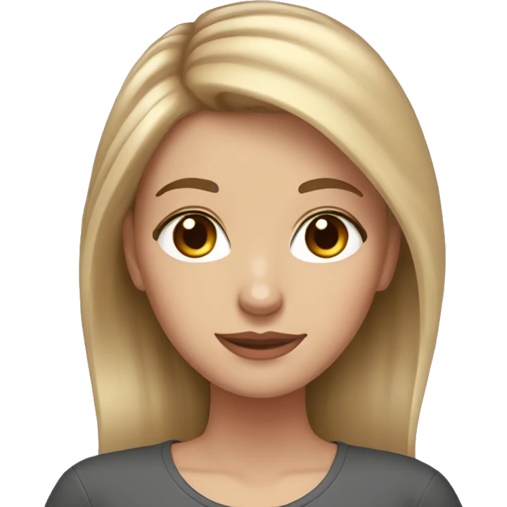 White girl with light brown hair and blonde highlights, brown eyes  emoji