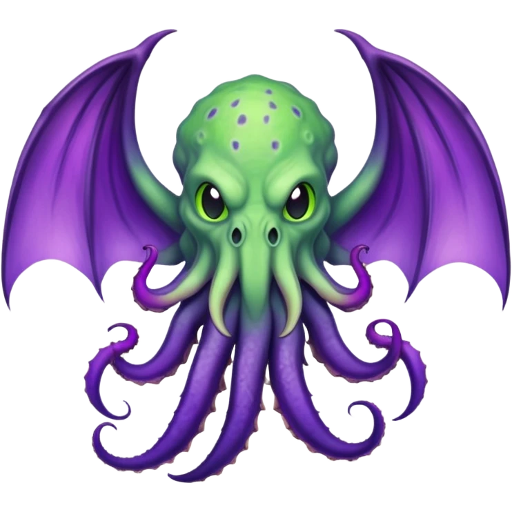 light green Cthulhu with purple bat wings and purple gradient tentacles emoji