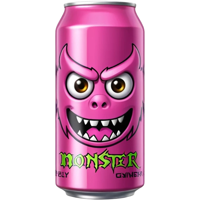 Pink monster energy drink with the logo of original monster company energy drink do not add the face in it just normal monster can  emoji