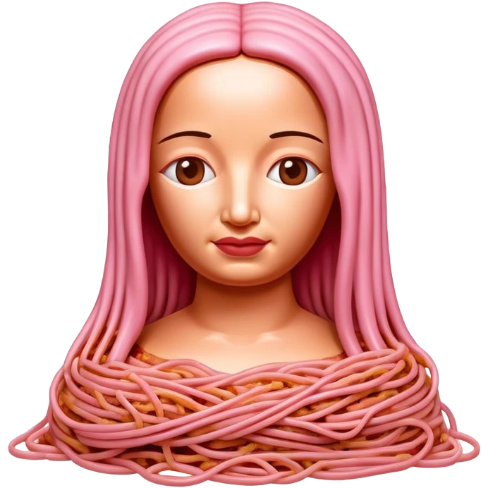 monalisa made of SPAM meat melted pink  spaghetti portrait emoji