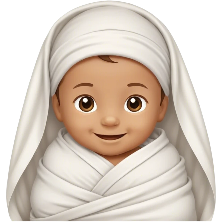full newborn baby smiling in white sheet emoji