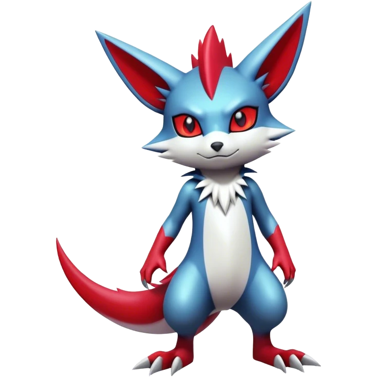  Cool Edgy Shiny Futuristic Ethereal Legendary Zangoose-Sneasel-Digimon-hybrid full body emoji