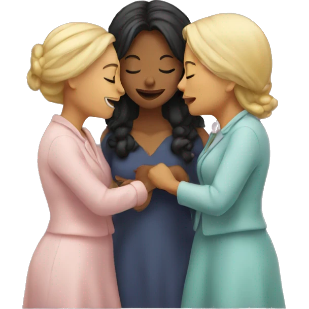 three ladies kissing emoji