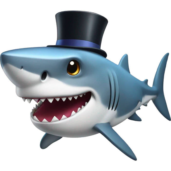Shark with a top hat emoji