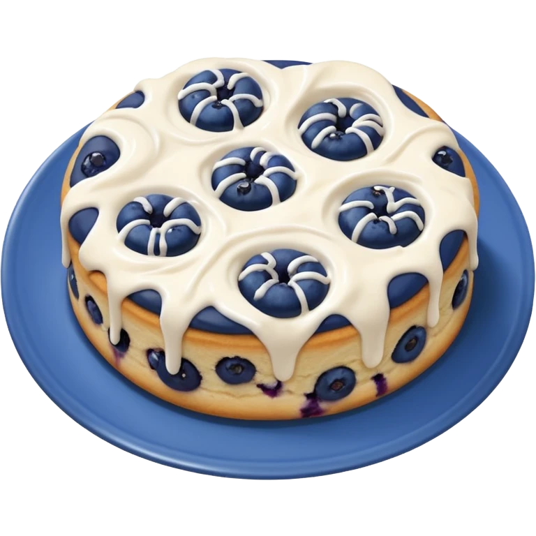 plate of 2 blueberry biscuits with white icing swirl on top emoji