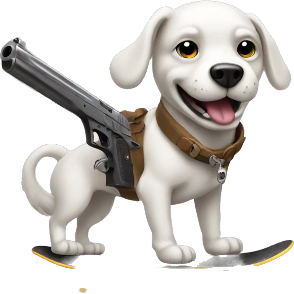 Dog with the gun on skate emoji
