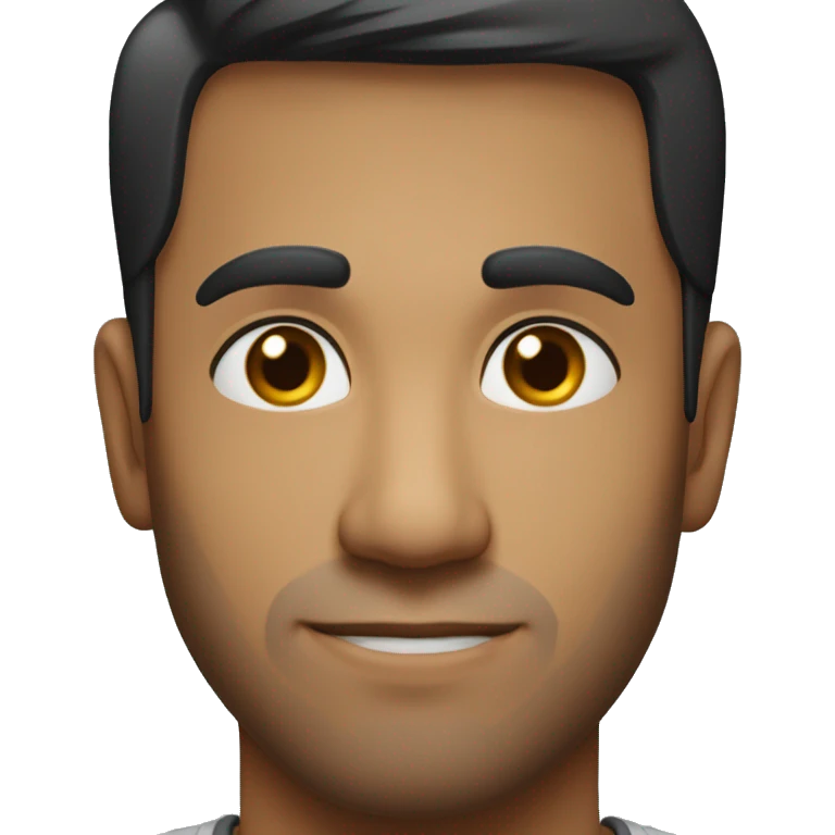 A head and shoulders shot of a 32 year old South Asian man, with short black hair,   with brown eyes wearing a t-shirt. emoji