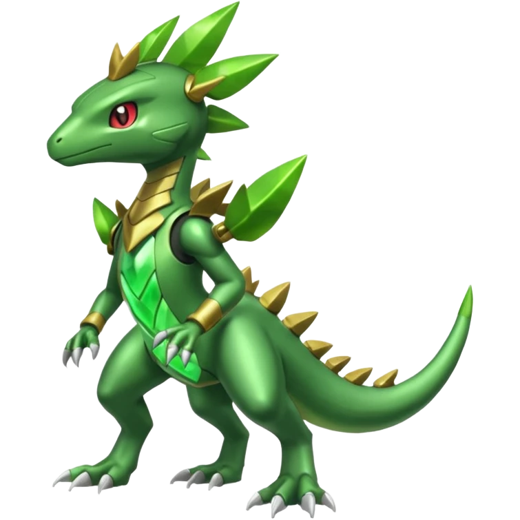 Shiny Aural Kecleon-Sceptile-Genesect-Fakémon-fusion (full body) emoji