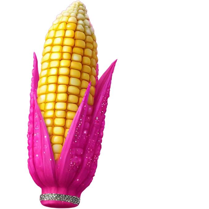 HOT PINK CORN on the cobb with GLITTER emoji