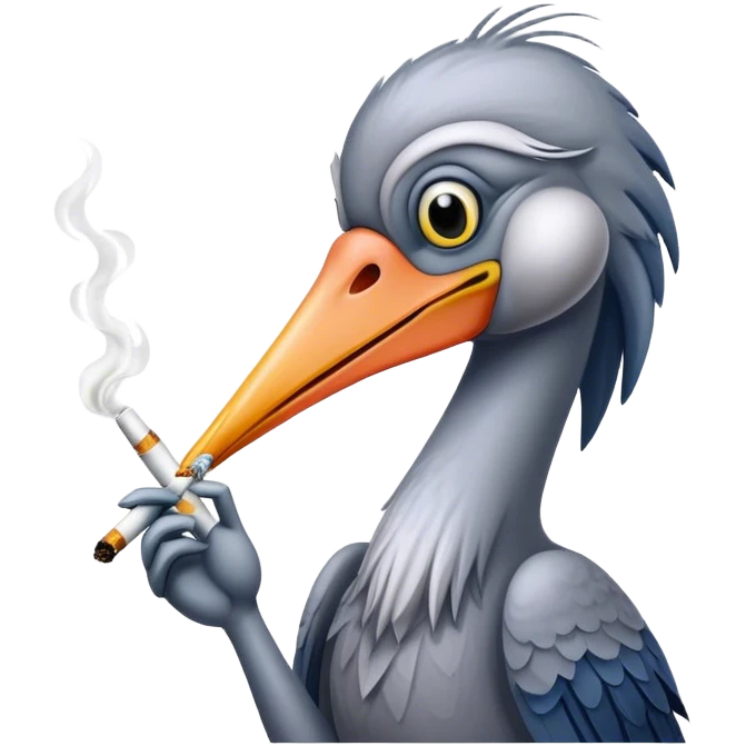 Shoebill stork smoking  emoji