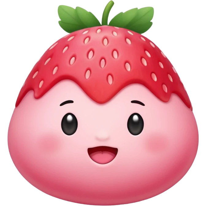 Cute strawberry mochi blob blushing emoji