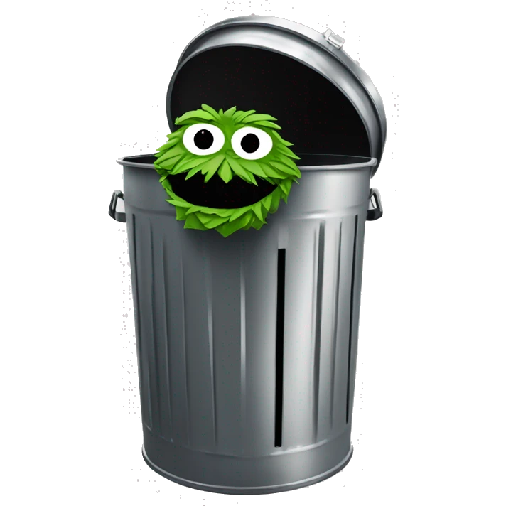 oscar the grouch inside metal trash can emoji