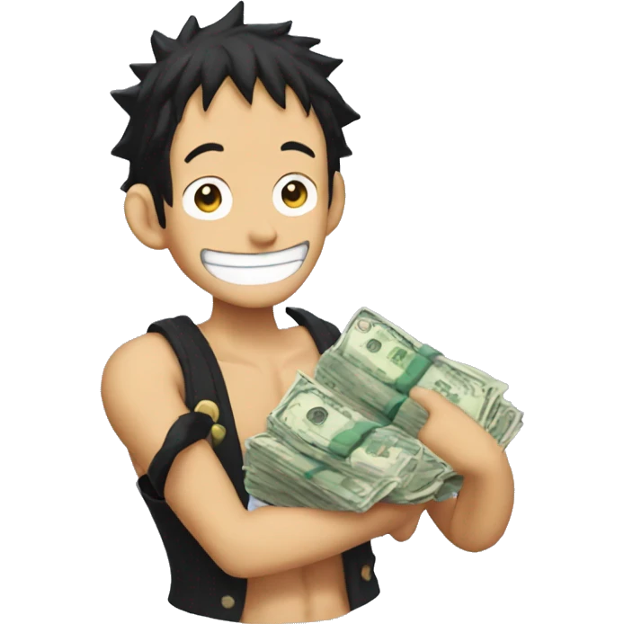 One Piece Ruffy with money in his hand emoji