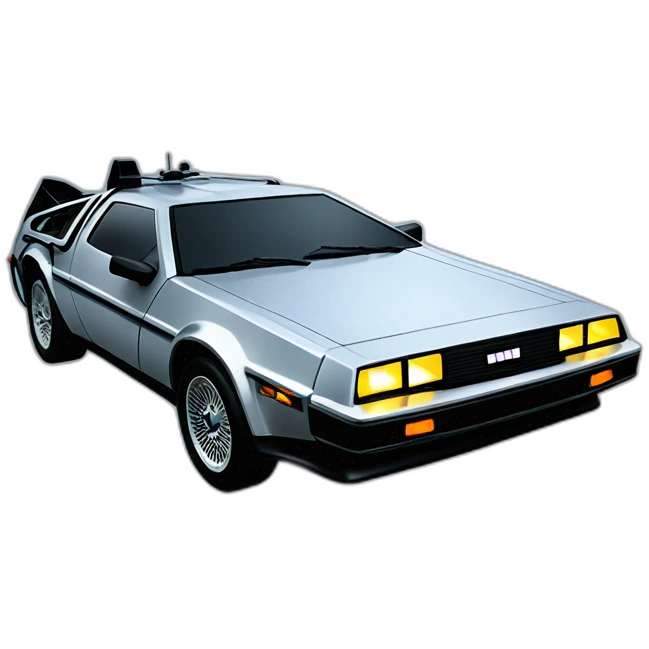 flying delorean blue light emoji