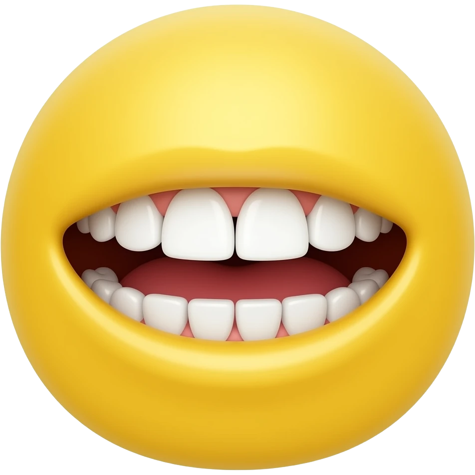 Emojis.com padrão preto com aparelho apagado com os dentes a mostra bem 👅 do amarelo emoji