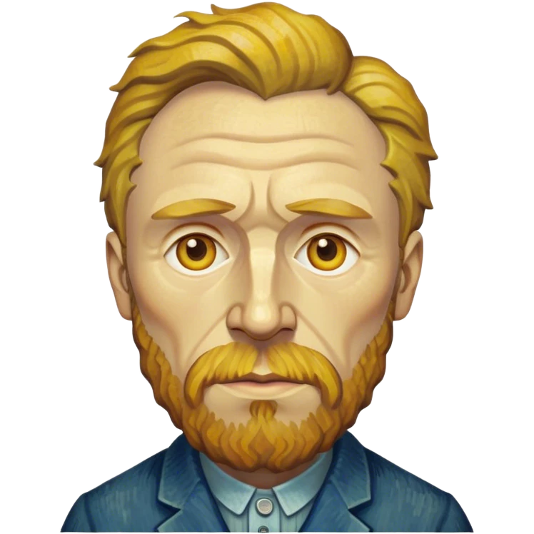 Cinematic Realistic Vincent van Gogh Portrait Emoji, depicted as the iconic artist with expressive brushstrokes and soulful eyes, rendered with rich textured detail and dynamic emotive lighting that captures his creative genius. emoji