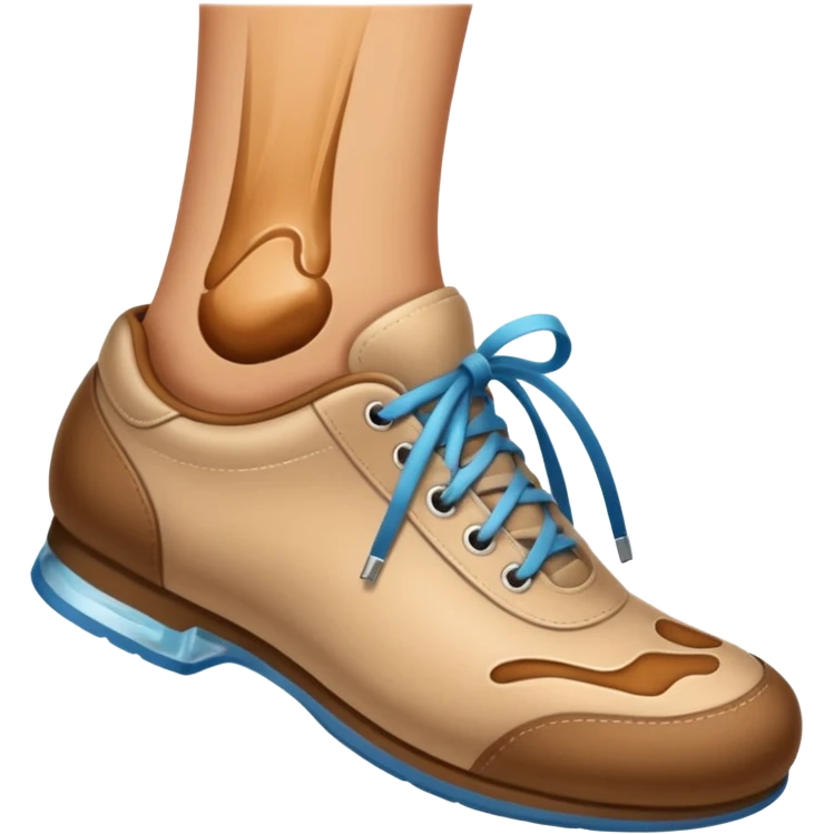 a shoe with a foot inside, stepping and showing a clear shoe print below. and leg with motion line







 emoji