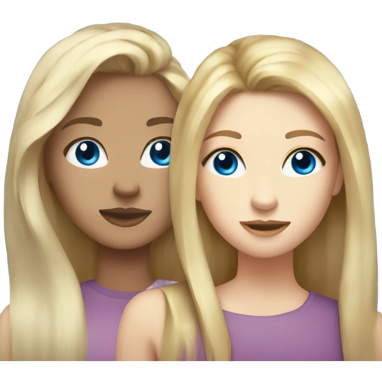 Best friends blonde girl and brunette girl blue eyes  emoji