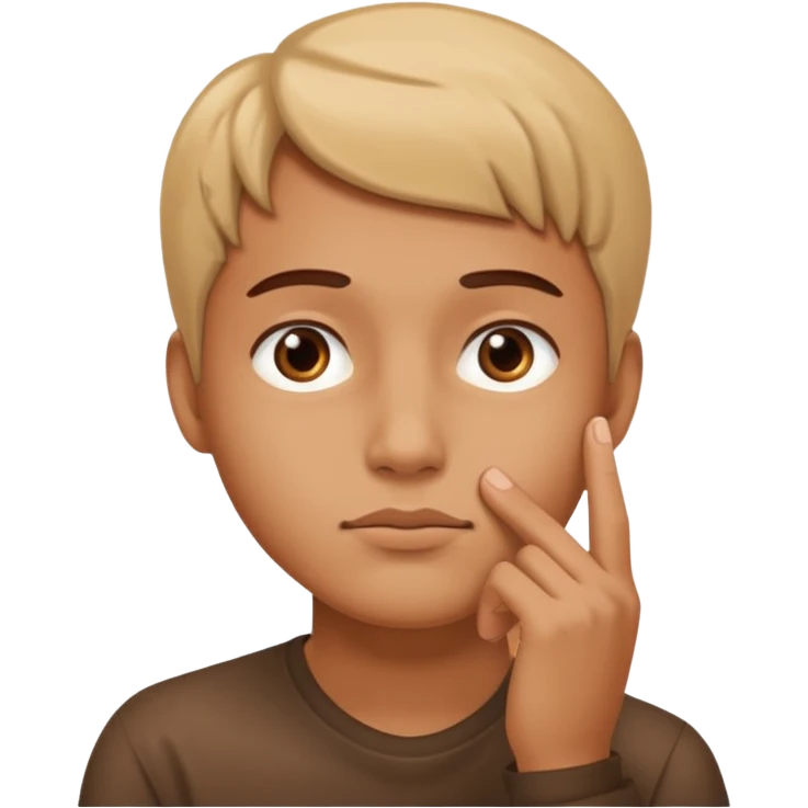 The expression must be that of someone thinking, with their hand touching their chin. emoji