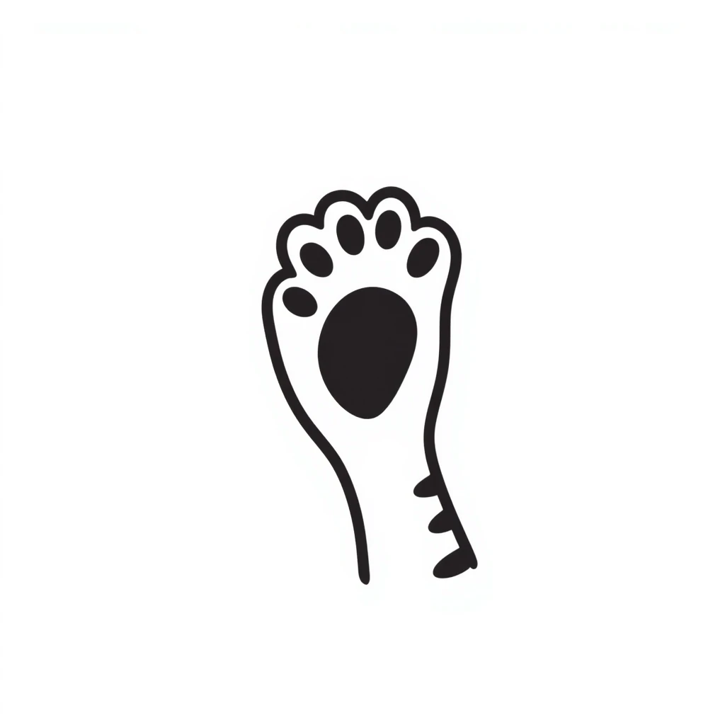 simple sketch of a cat's foot with toe beans emoji