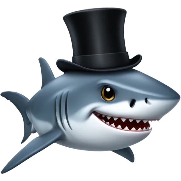 Shark with a top hat emoji